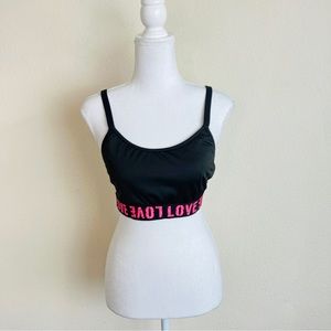 Black & Pink ‘Love’ Logo Strappy Caged Back Bralette